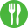 Green icon: fork and knife